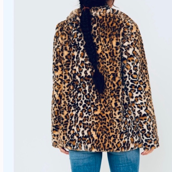 Guess coat leopard faux fur loose fit open front coat cozy soft faux fur Guess - Picture 6 of 6